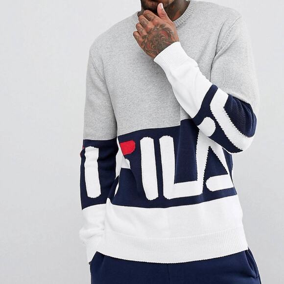 FILA Blake Bold Crew Neck Pullover Sweater Size XS - Picture 1 of 13